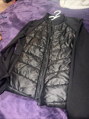 SHEIN Black Quilted Puffer Bomber Jacket